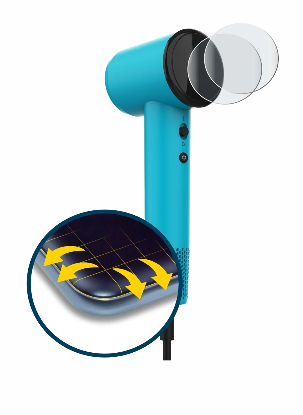 Abbildung des Geräts Cecotec DryNova mit einer Vielzahl des Displayschutzes.