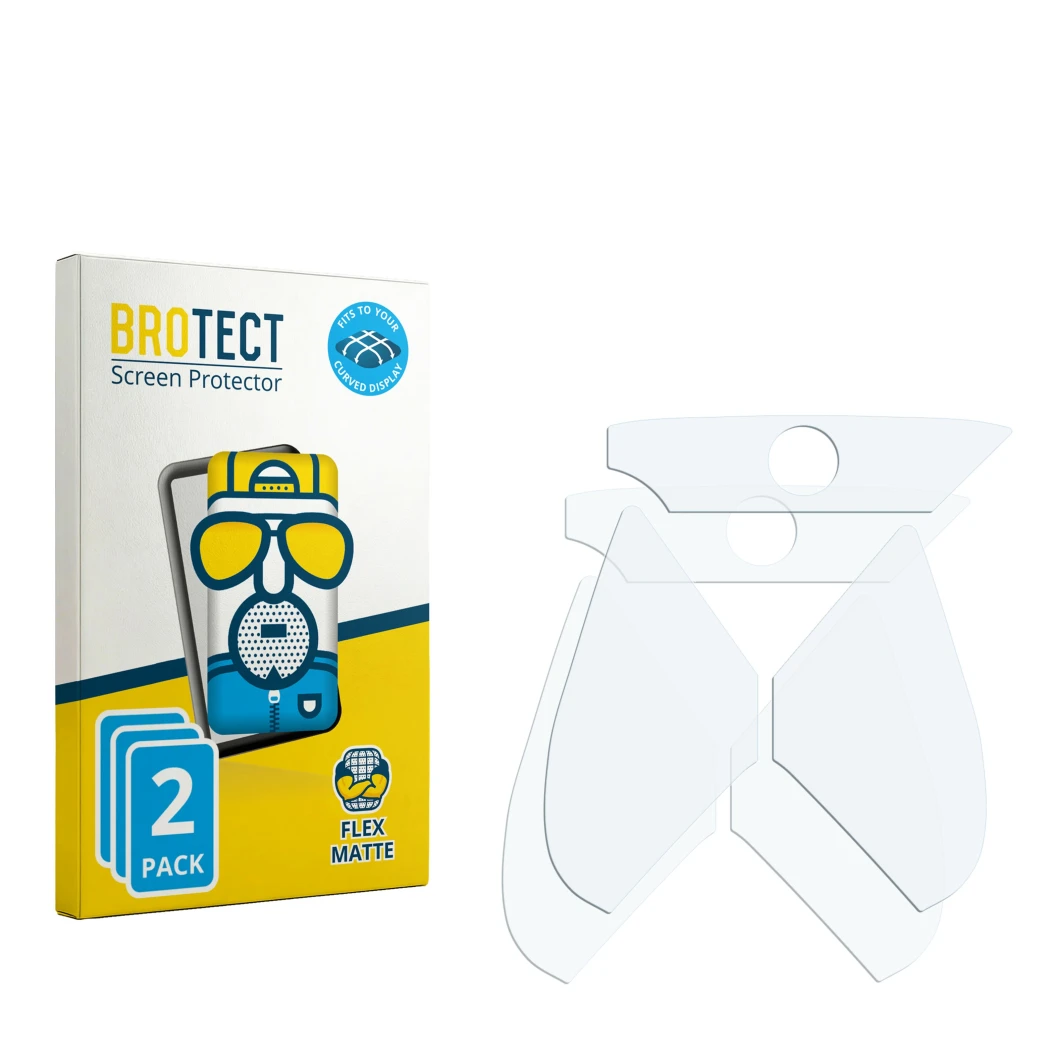 Vorderseite einer Produktverpackung mit dem Markenlogo BROTECT. Daneben ist der zugehörige Displayschutz.
