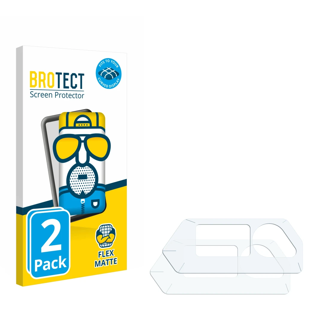 Vorderseite einer Produktverpackung mit dem Markenlogo BROTECT. Daneben ist der zugehörige Displayschutz.