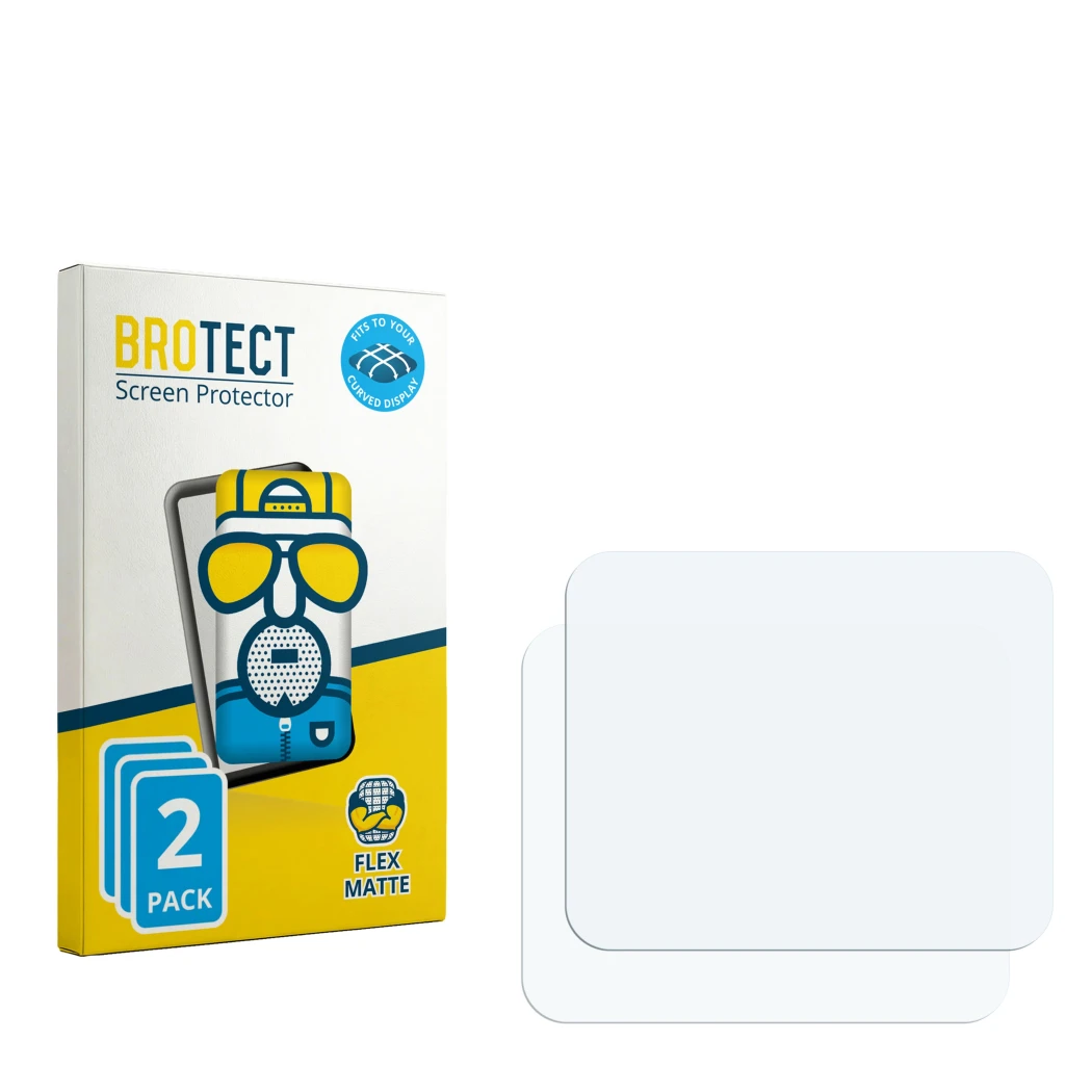 Vorderseite einer Produktverpackung mit dem Markenlogo BROTECT. Daneben ist der zugehörige Displayschutz.