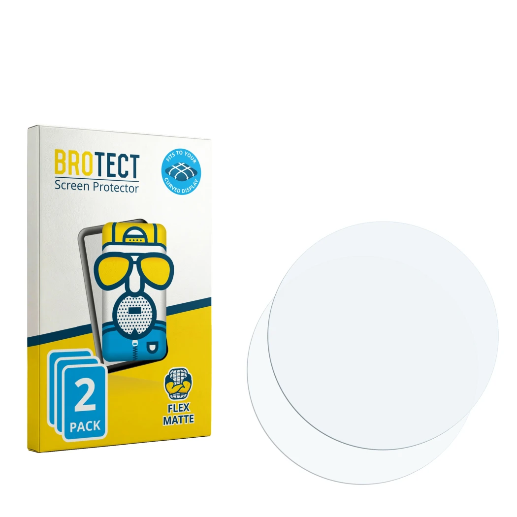 Vorderseite einer Produktverpackung mit dem Markenlogo BROTECT. Daneben ist der zugehörige Displayschutz.