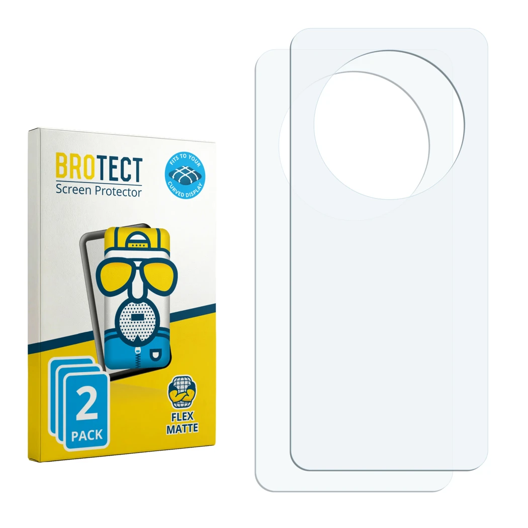Vorderseite einer Produktverpackung mit dem Markenlogo BROTECT. Daneben ist der zugehörige Displayschutz.