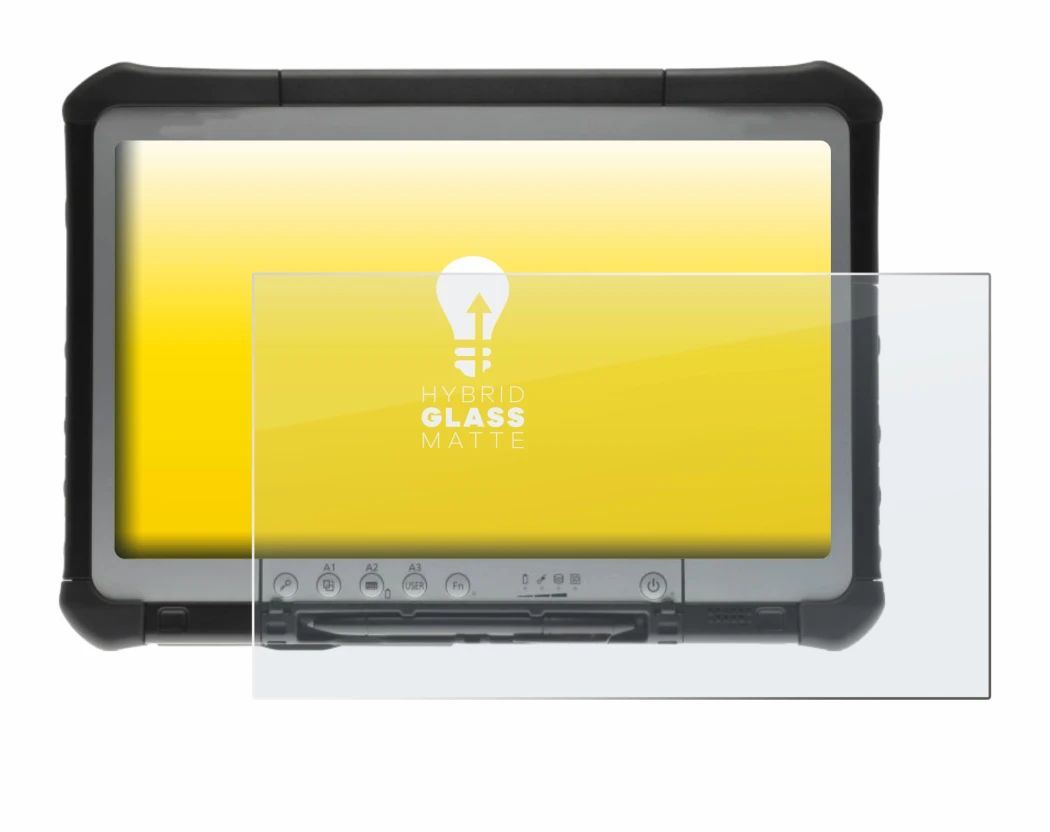 Abbildung des Geräts Panasonic Toughbook CF-D1 mit einer Vielzahl des Displayschutzes.