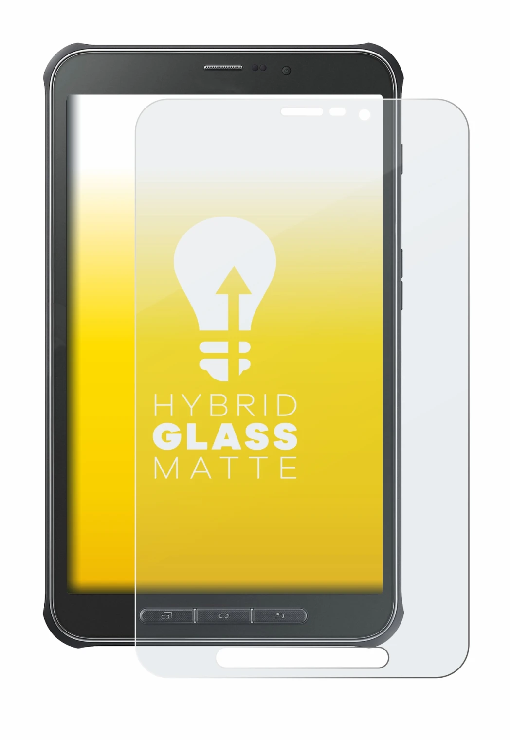 Abbildung des Geräts Samsung Galaxy Tab Active SM-T365 mit einer Vielzahl des Displayschutzes.