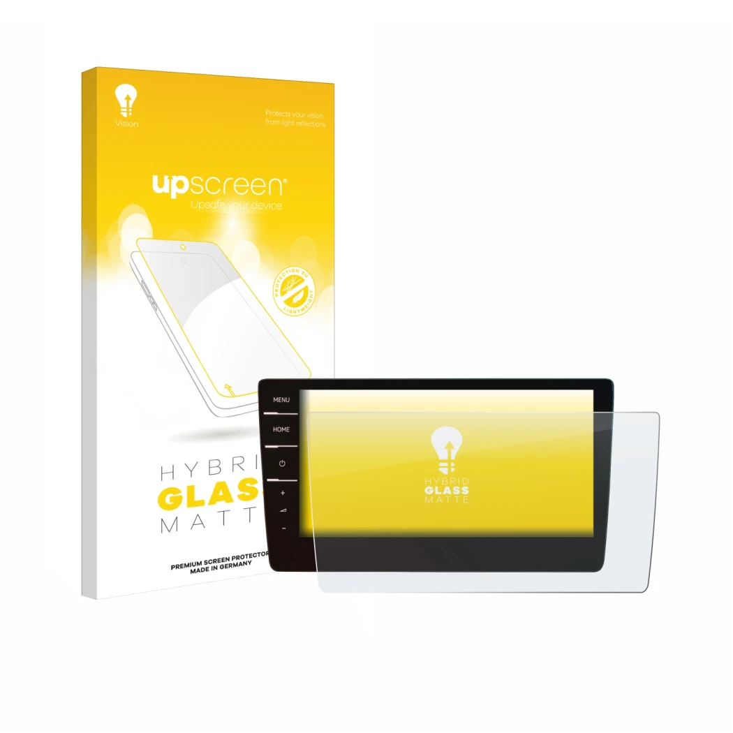 Vorderseite einer Produktverpackung mit dem Markenlogo upscreen. Daneben ist das Gerät Volkswagen Arteon 2019 Discover Pro 9.2