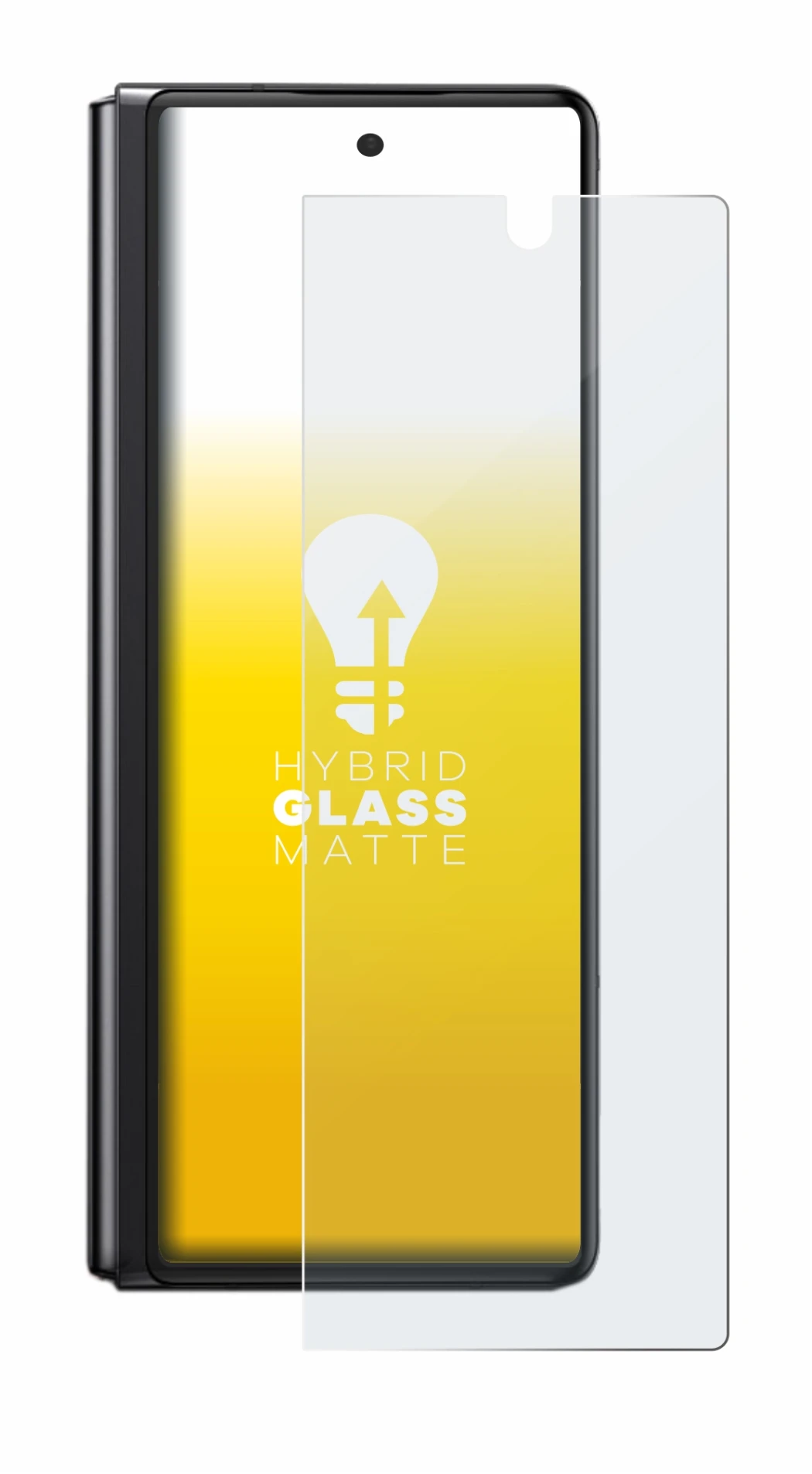 Abbildung des Geräts Samsung Galaxy Z Fold 2 5G mit einer Vielzahl des Displayschutzes.