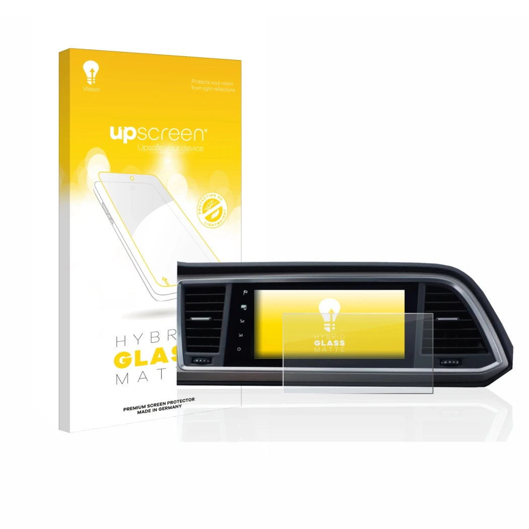 Vorderseite einer Produktverpackung mit dem Markenlogo upscreen. Daneben ist das Gerät Seat Ateca Style Go 2020 Infotainment S