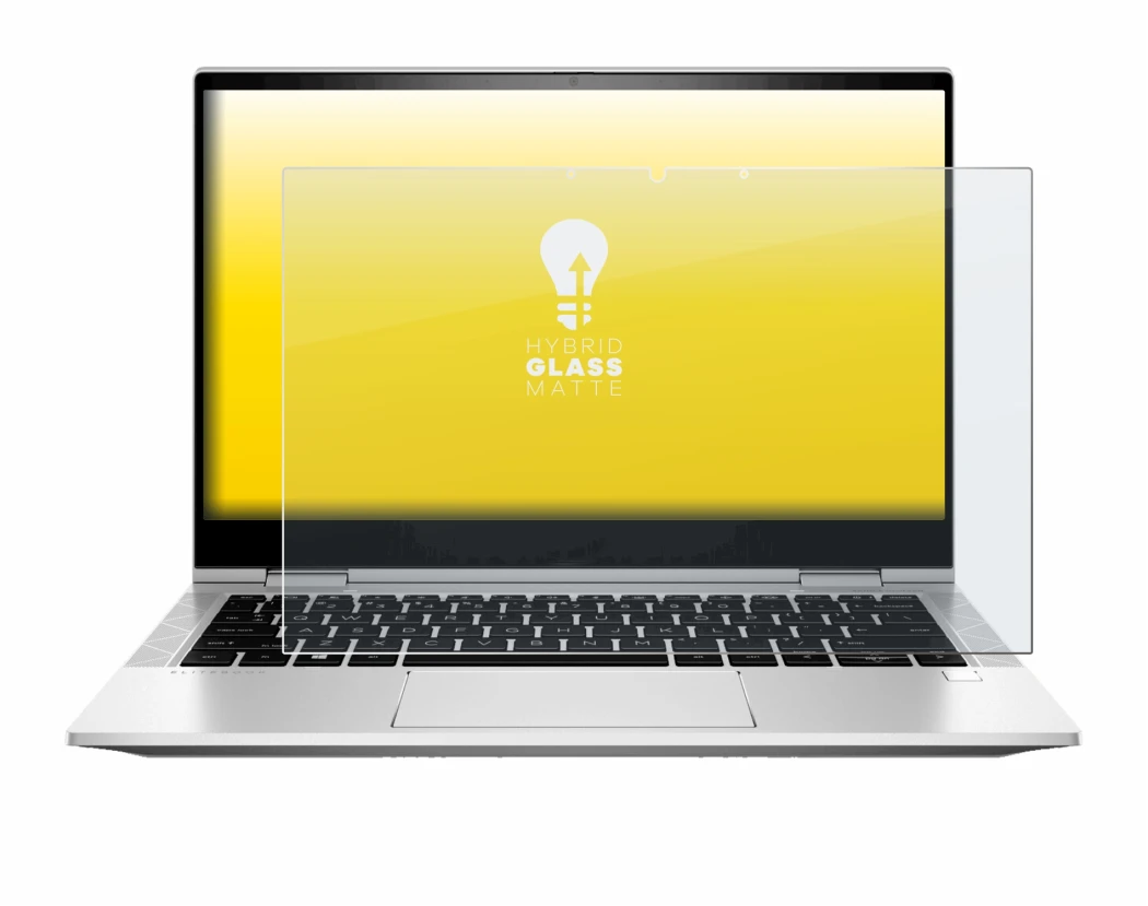 Abbildung des Geräts HP EliteBook x360 830 G8 mit einer Vielzahl des Displayschutzes.