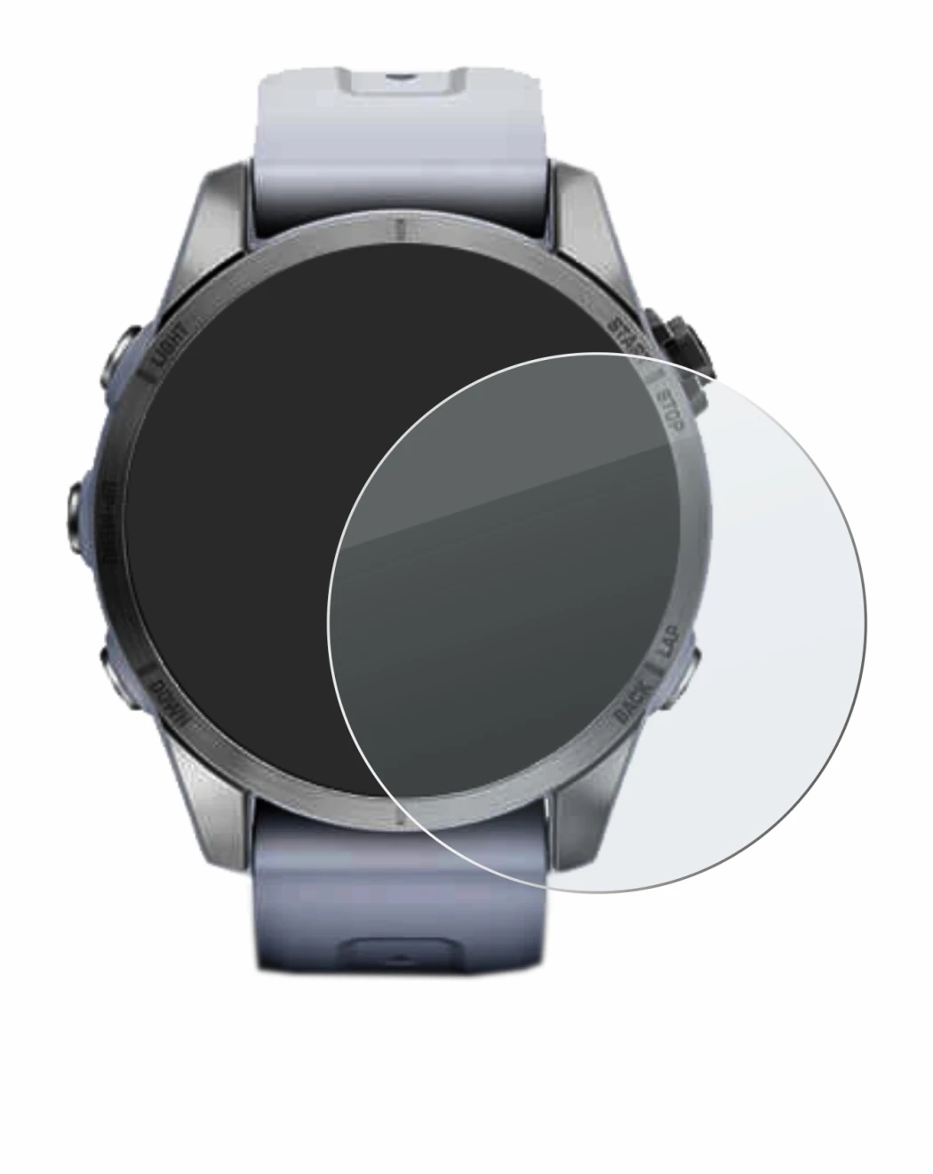 Abbildung des Geräts Garmin Fenix 7S (42 mm) mit einer Vielzahl des Displayschutzes.