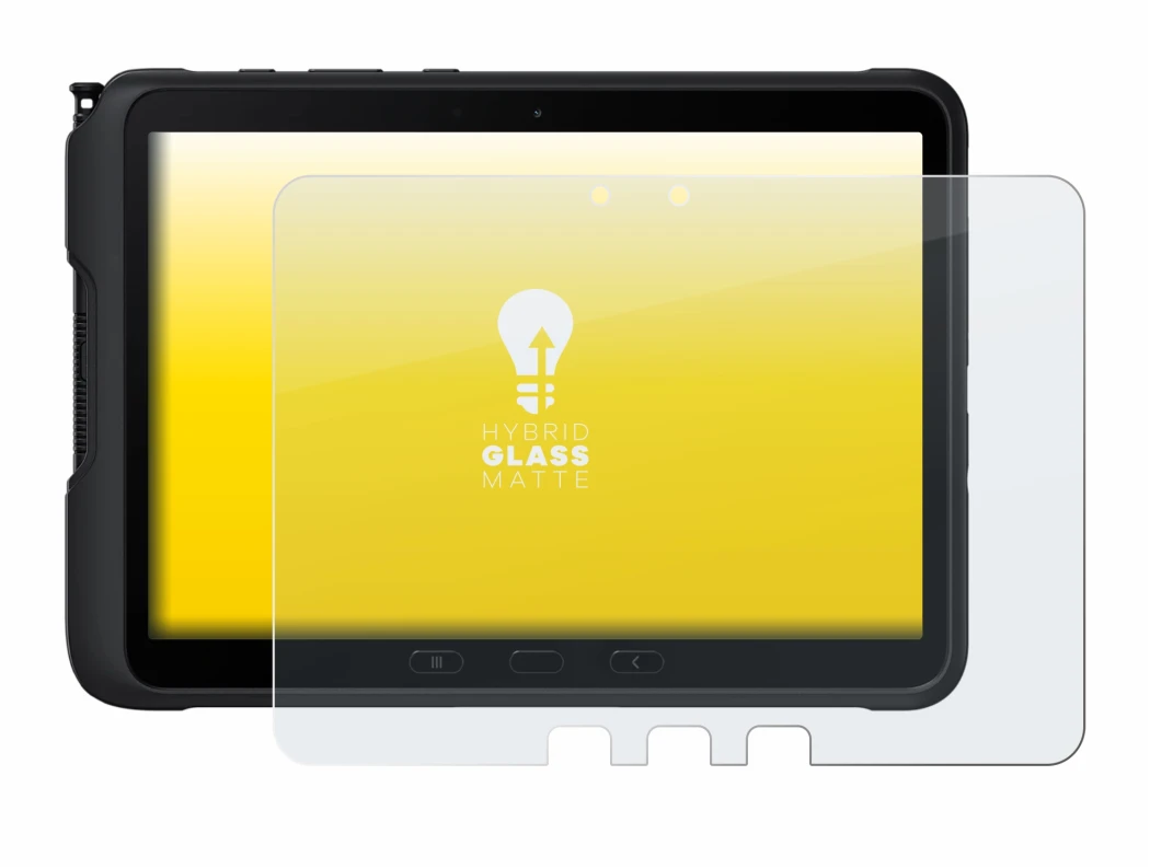 Abbildung des Geräts Samsung Galaxy Tab Active 4 Pro mit einer Vielzahl des Displayschutzes.