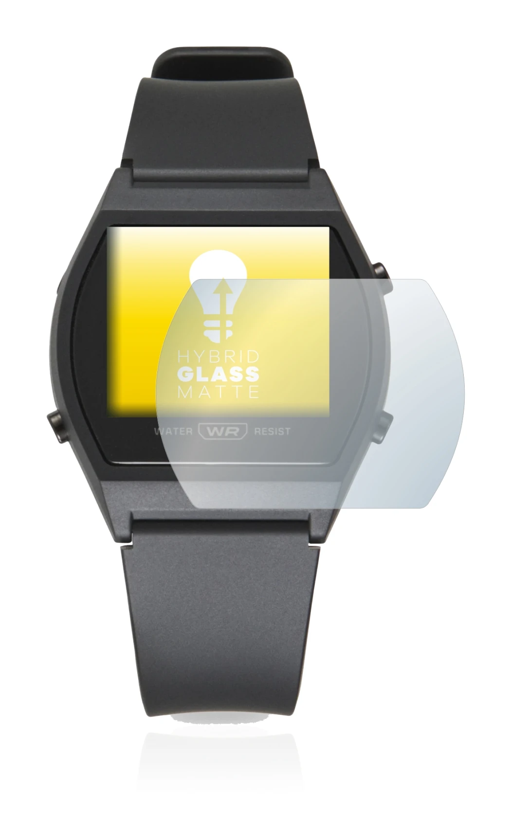 Abbildung des Geräts Casio LW-204-1BEF mit einer Vielzahl des Displayschutzes.