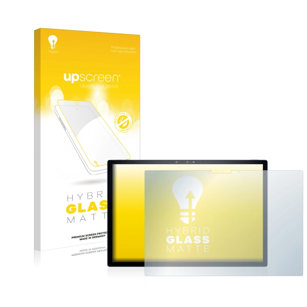 Vorderseite einer Produktverpackung mit dem Markenlogo upscreen. Daneben ist das Gerät Dell XPS 13 9315 2-in-1 mit dem zugehör