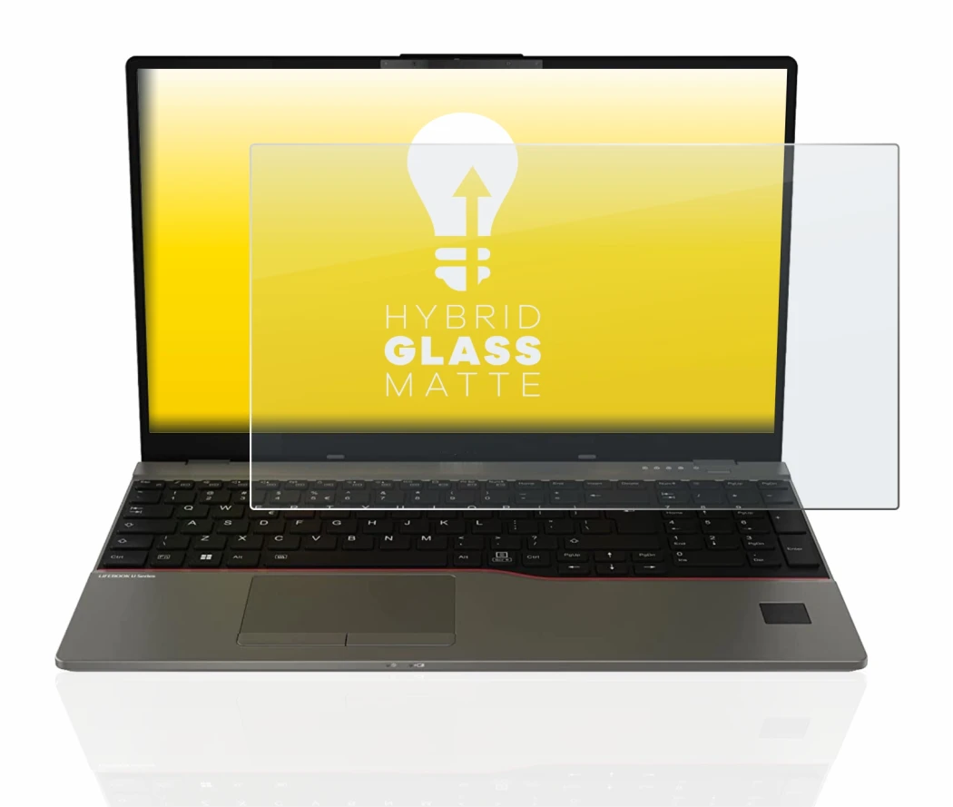Abbildung des Geräts Fujitsu Lifebook U7512 mit einer Vielzahl des Displayschutzes.