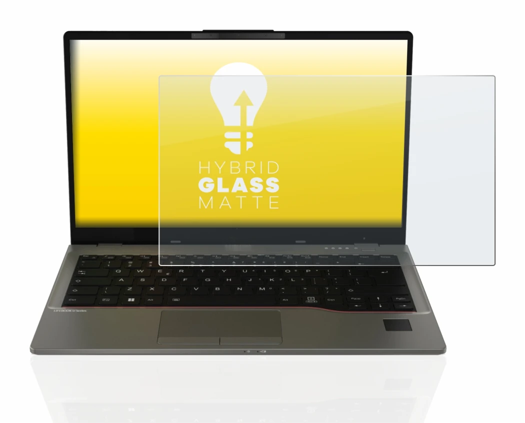 Abbildung des Geräts Fujitsu Lifebook U7412 mit einer Vielzahl des Displayschutzes.