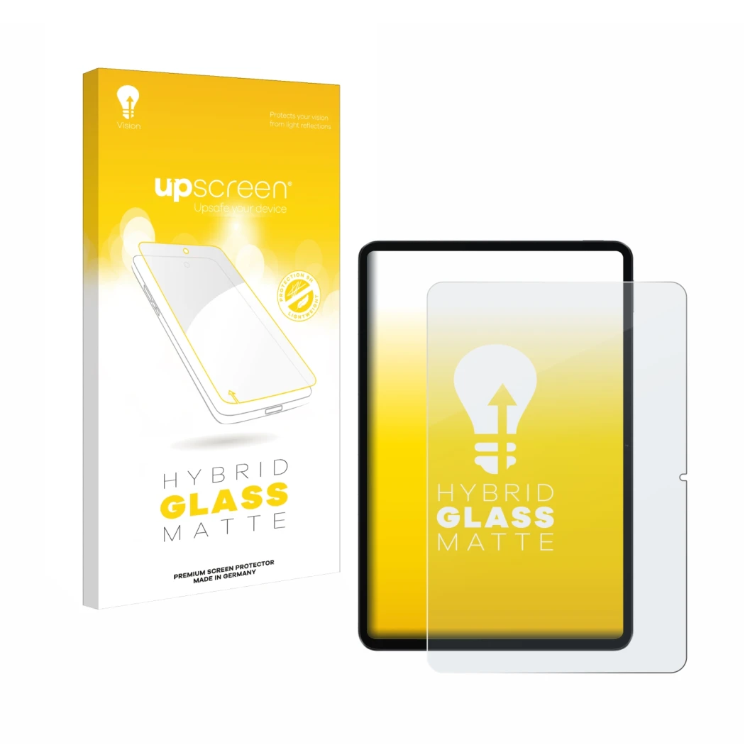 Vorderseite einer Produktverpackung mit dem Markenlogo upscreen. Daneben ist das Gerät Xiaomi Pad 6 mit dem zugehörigen Displa