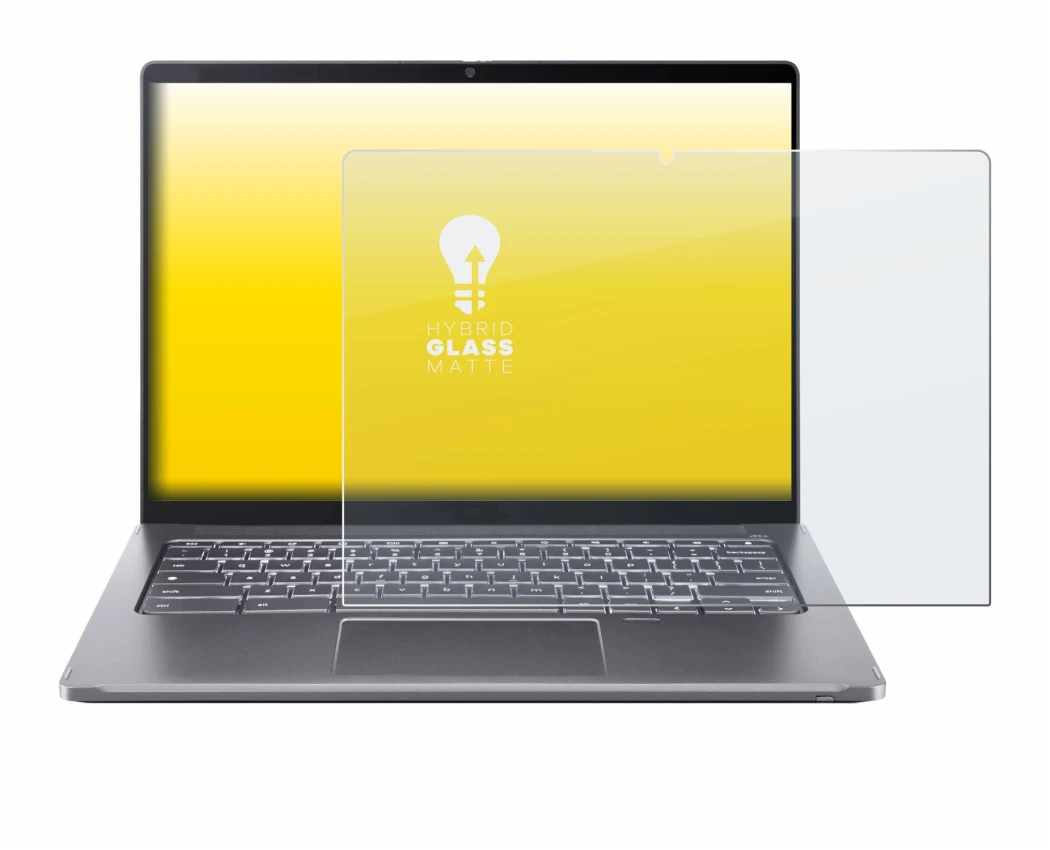 Abbildung des Geräts Acer Chromebook Spin 714 mit einer Vielzahl des Displayschutzes.