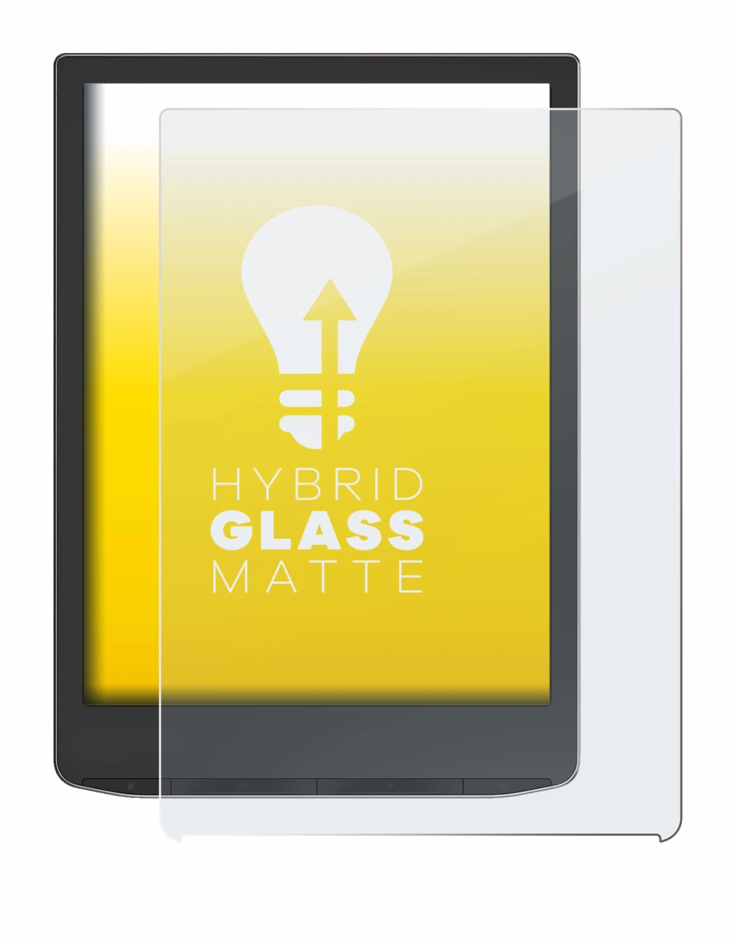 Abbildung des Geräts PocketBook InkPad 4 mit einer Vielzahl des Displayschutzes.