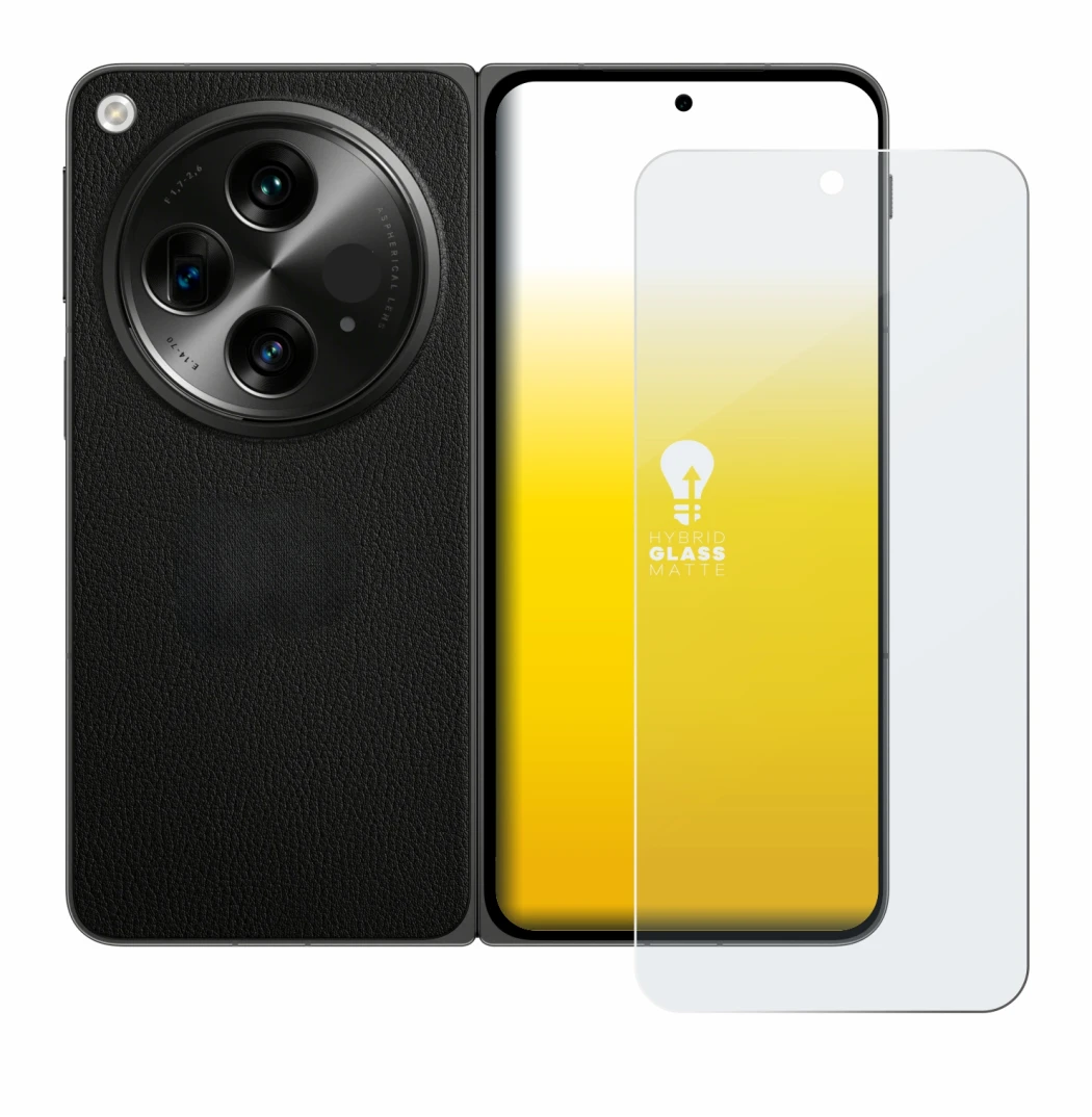 Abbildung des Geräts OnePlus Open mit einer Vielzahl des Displayschutzes.