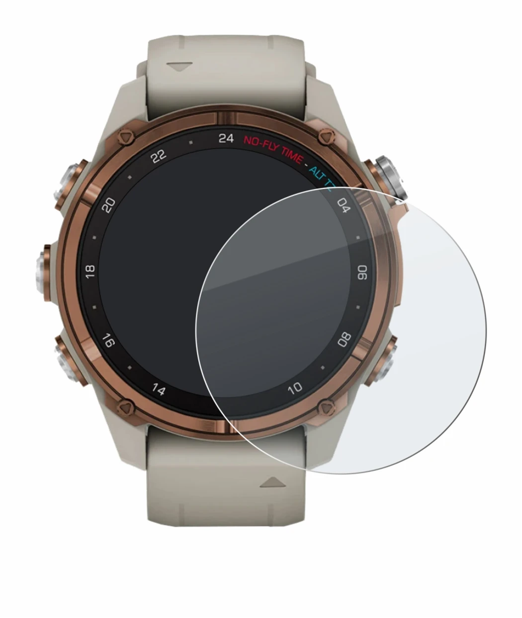 Abbildung des Geräts Garmin Descent Mk3 (43 mm) mit einer Vielzahl des Displayschutzes.