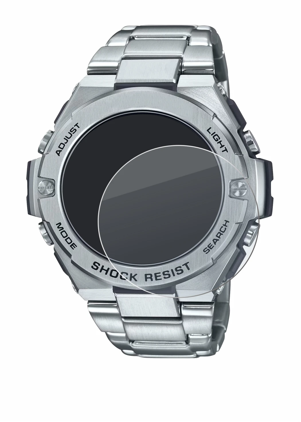 Abbildung des Geräts Casio G-Shock GST-B500D-1A mit einer Vielzahl des Displayschutzes.