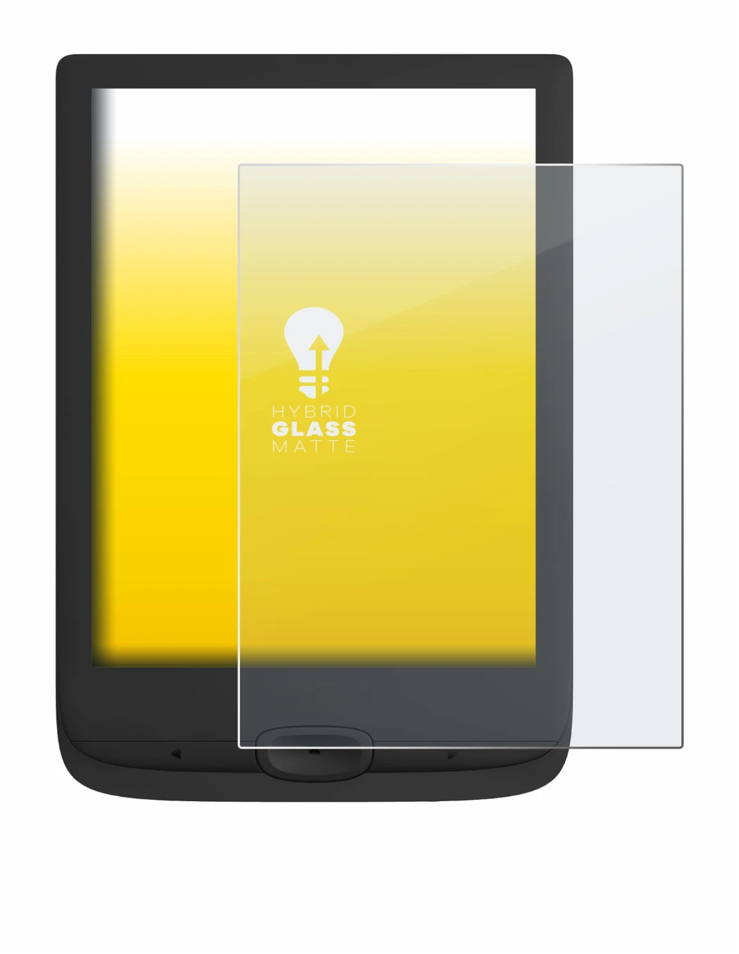 Abbildung des Geräts PocketBook Basic Lux 4 mit einer Vielzahl des Displayschutzes.