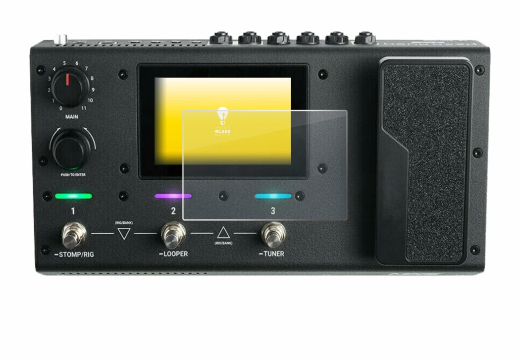 Abbildung des Geräts Headrush MX5 mit einer Vielzahl des Displayschutzes.