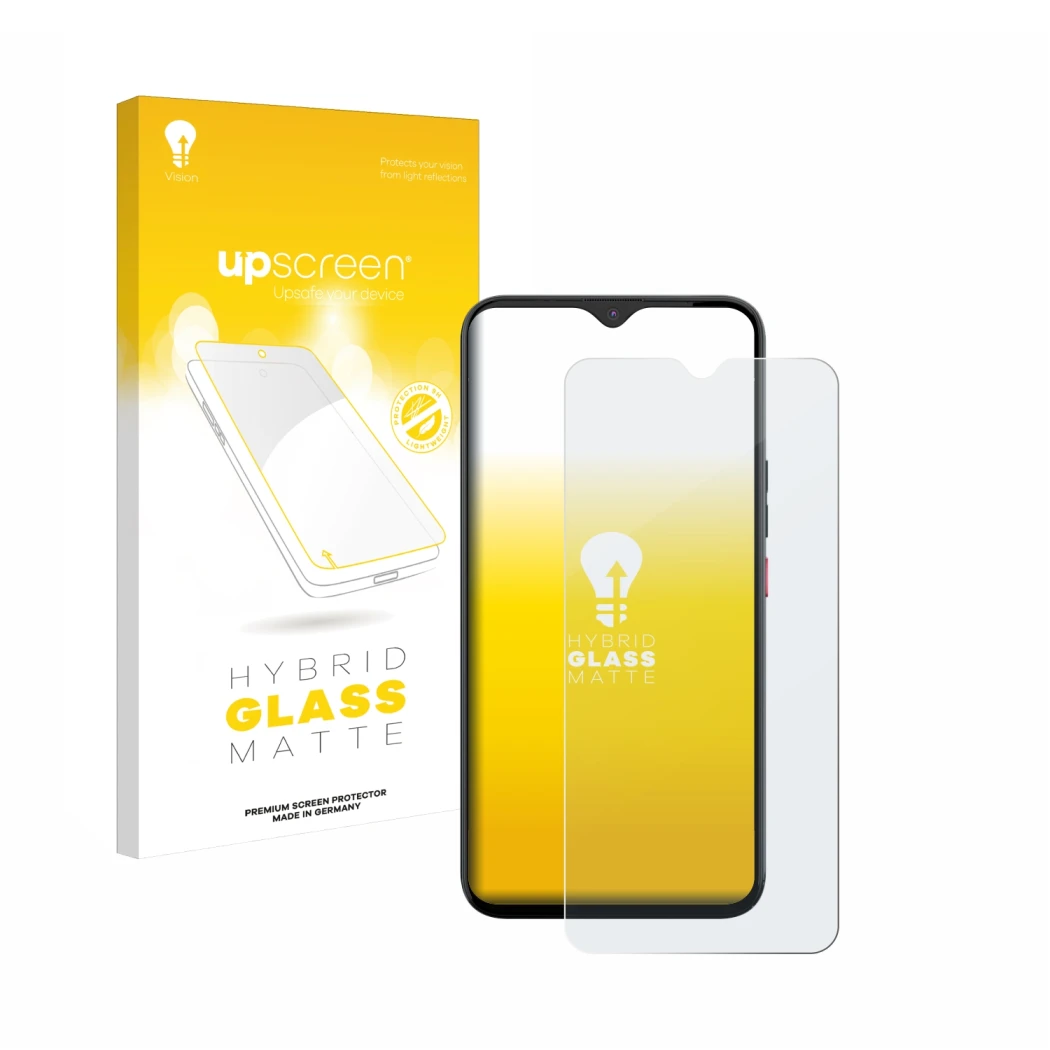 Vorderseite einer Produktverpackung mit dem Markenlogo upscreen. Daneben ist das Gerät Gigaset GS5 PRO SE mit dem zugehörigen 