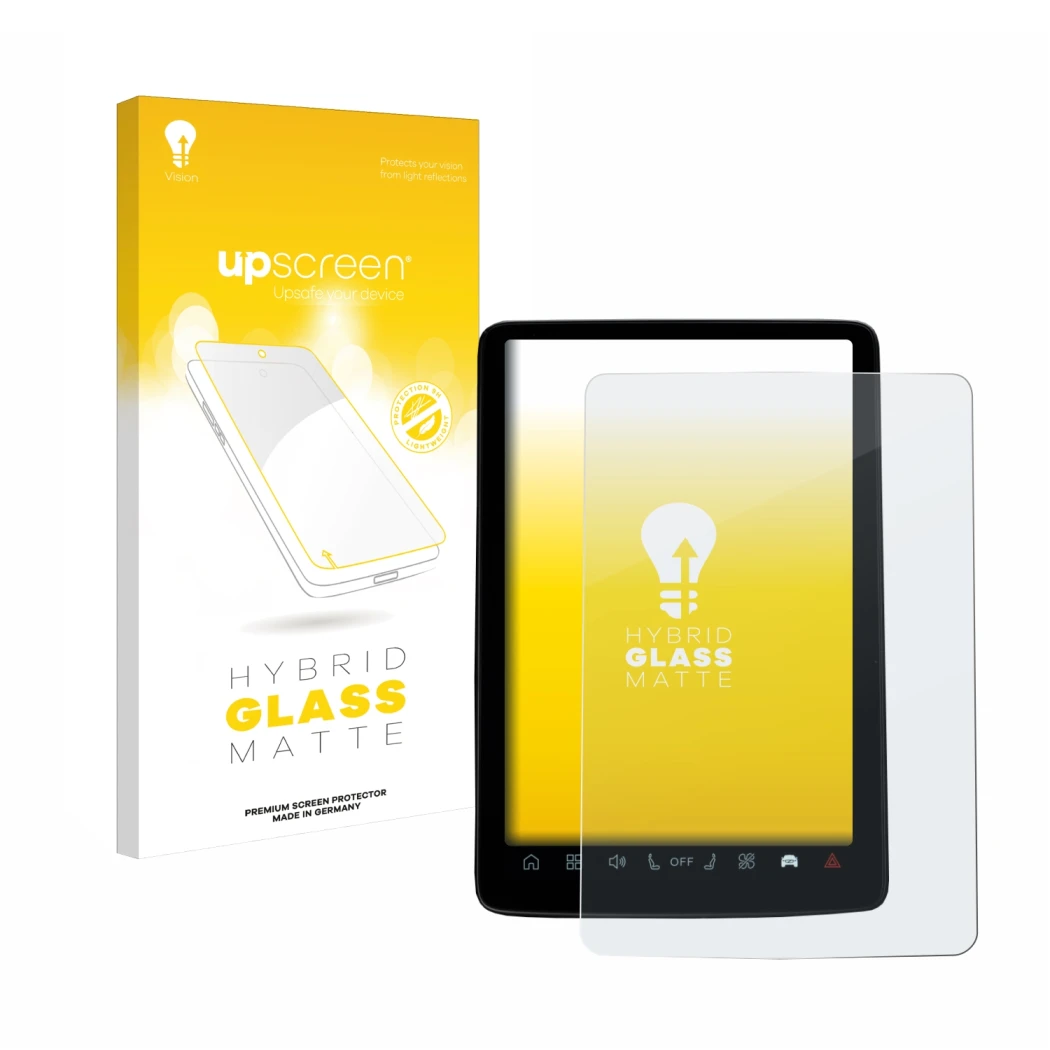 Vorderseite einer Produktverpackung mit dem Markenlogo upscreen. Daneben ist das Gerät Volvo EX30 12.3