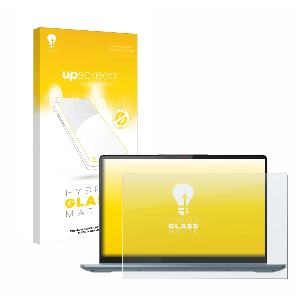 Vorderseite einer Produktverpackung mit dem Markenlogo upscreen. Daneben ist das Gerät Lenovo IdeaPad 5i 2-in-1 Gen 9 14