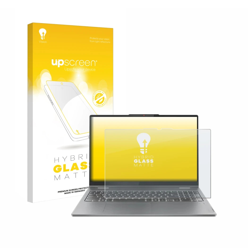 Vorderseite einer Produktverpackung mit dem Markenlogo upscreen. Daneben ist das Gerät Lenovo IdeaPad 5 2-in-1 Gen 9 16