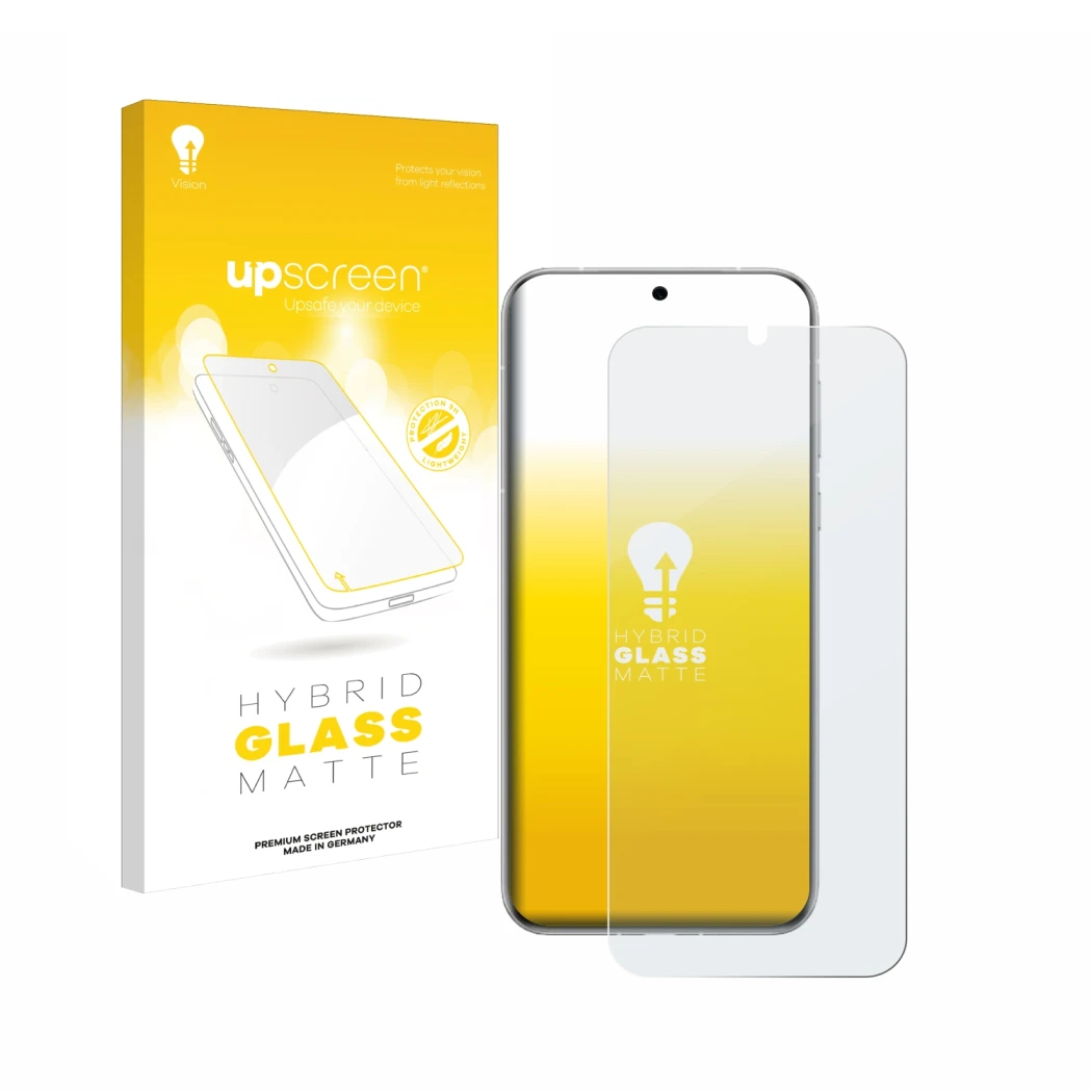 Vorderseite einer Produktverpackung mit dem Markenlogo upscreen. Daneben ist das Gerät Huawei Pura 70 Ultra mit dem zugehörige