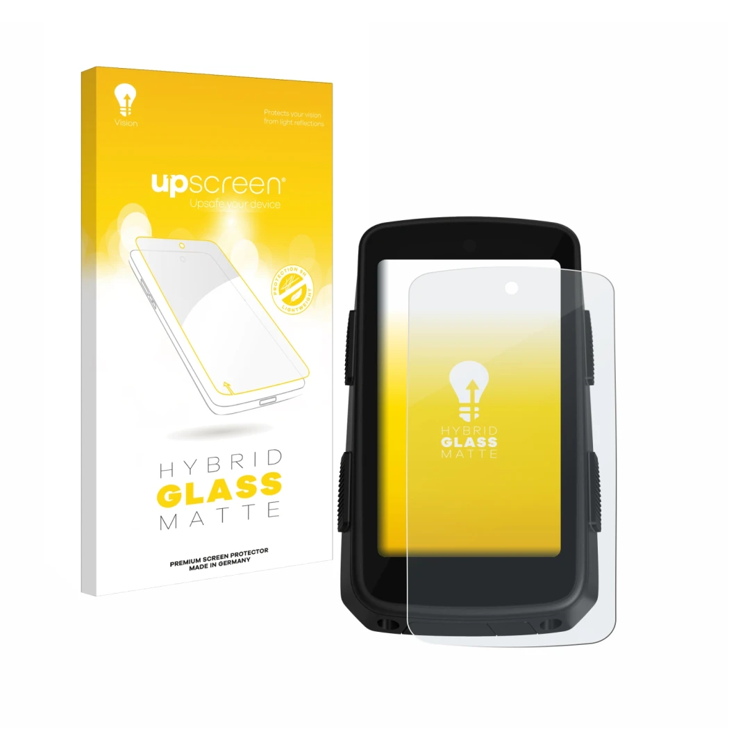 Vorderseite einer Produktverpackung mit dem Markenlogo upscreen. Daneben ist das Gerät Hammerhead Karoo 3 mit dem zugehörigen 