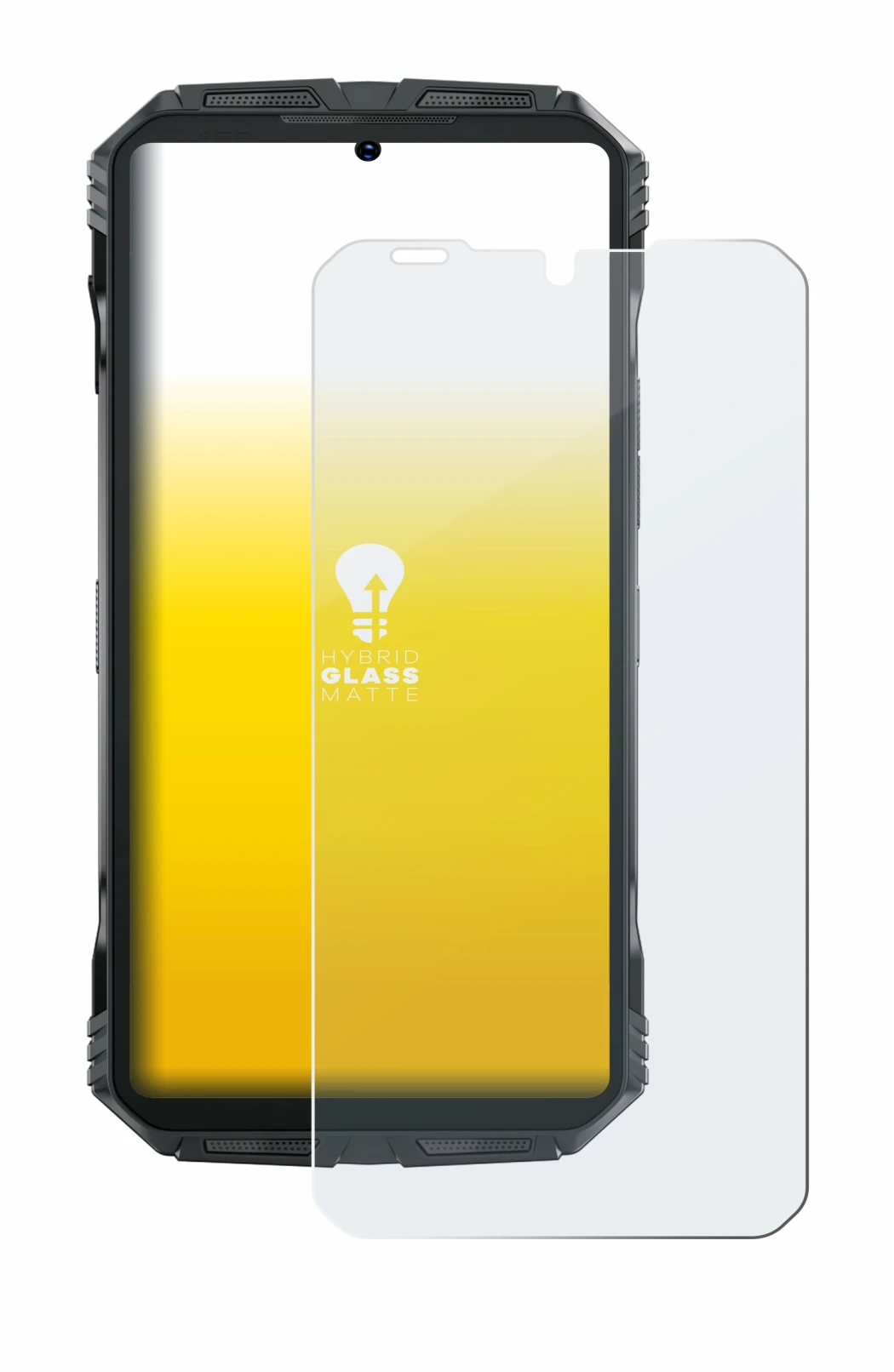 Abbildung des Geräts Doogee S Punk mit einer Vielzahl des Displayschutzes.