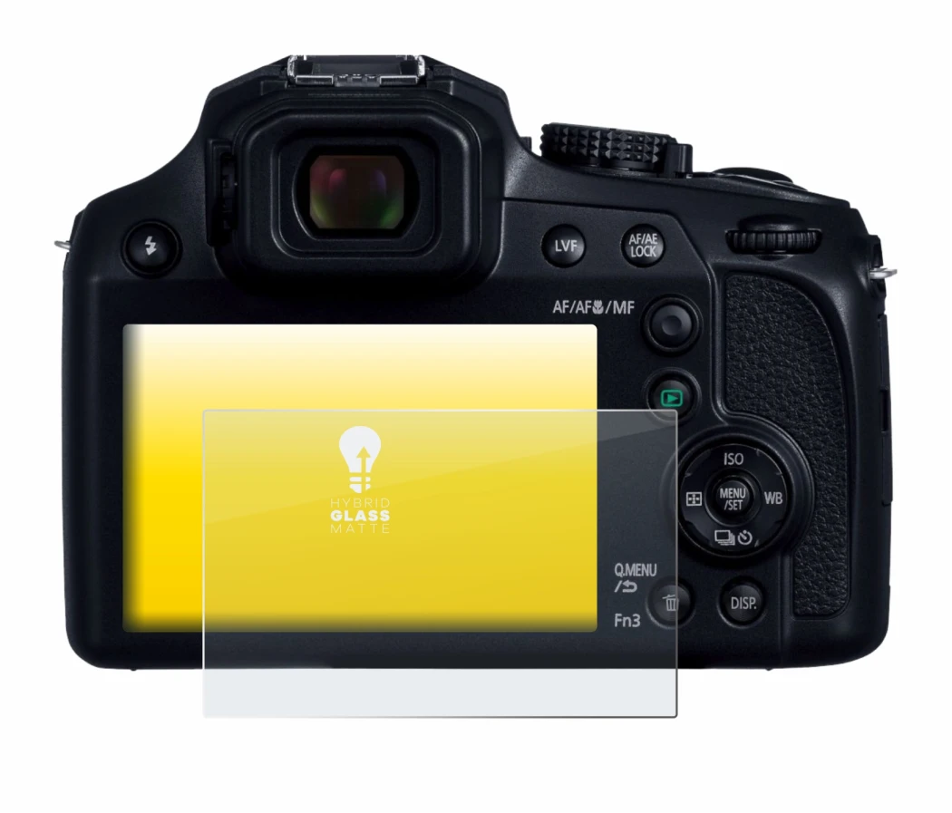 Abbildung des Geräts Panasonic Lumix DC-FZ82D mit einer Vielzahl des Displayschutzes.