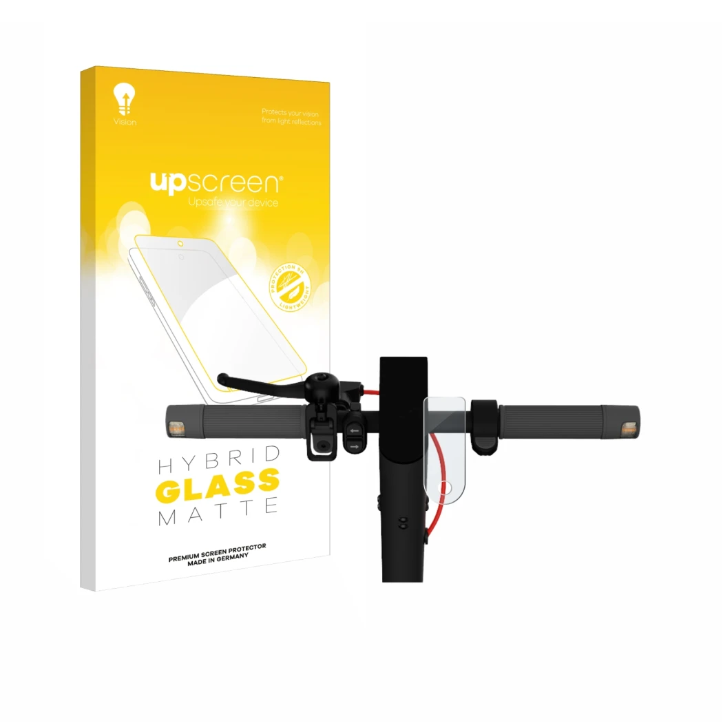 Vorderseite einer Produktverpackung mit dem Markenlogo upscreen. Daneben ist das Gerät Xiaomi Mi 4 Lite E-Scooter (2. Gen.) mi