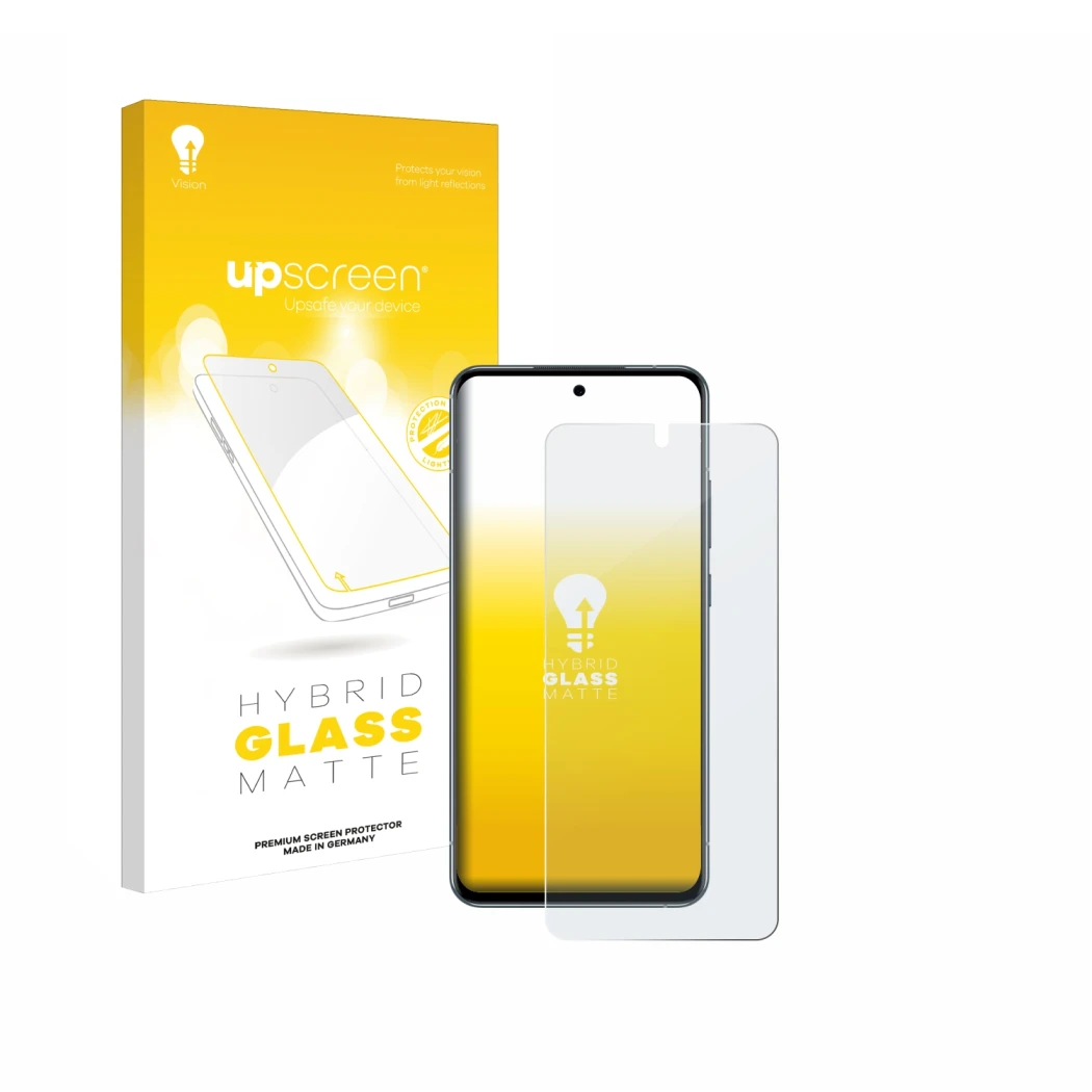 Vorderseite einer Produktverpackung mit dem Markenlogo upscreen. Daneben ist das Gerät Nokia X30 5G mit dem zugehörigen Displa