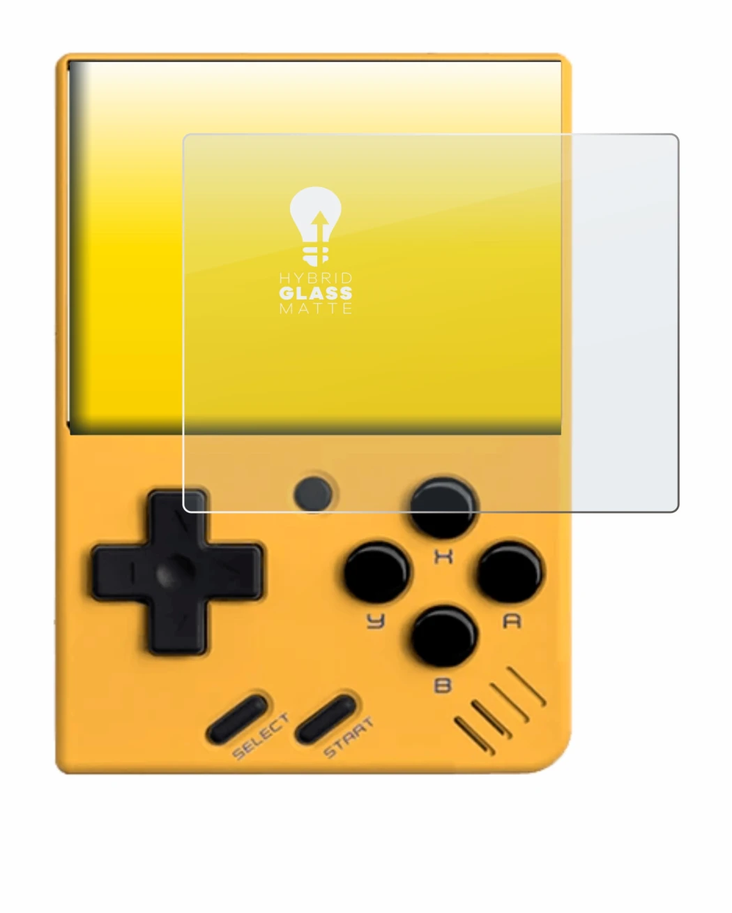 Abbildung des Geräts Miyoo Mini V4 mit einer Vielzahl des Displayschutzes.