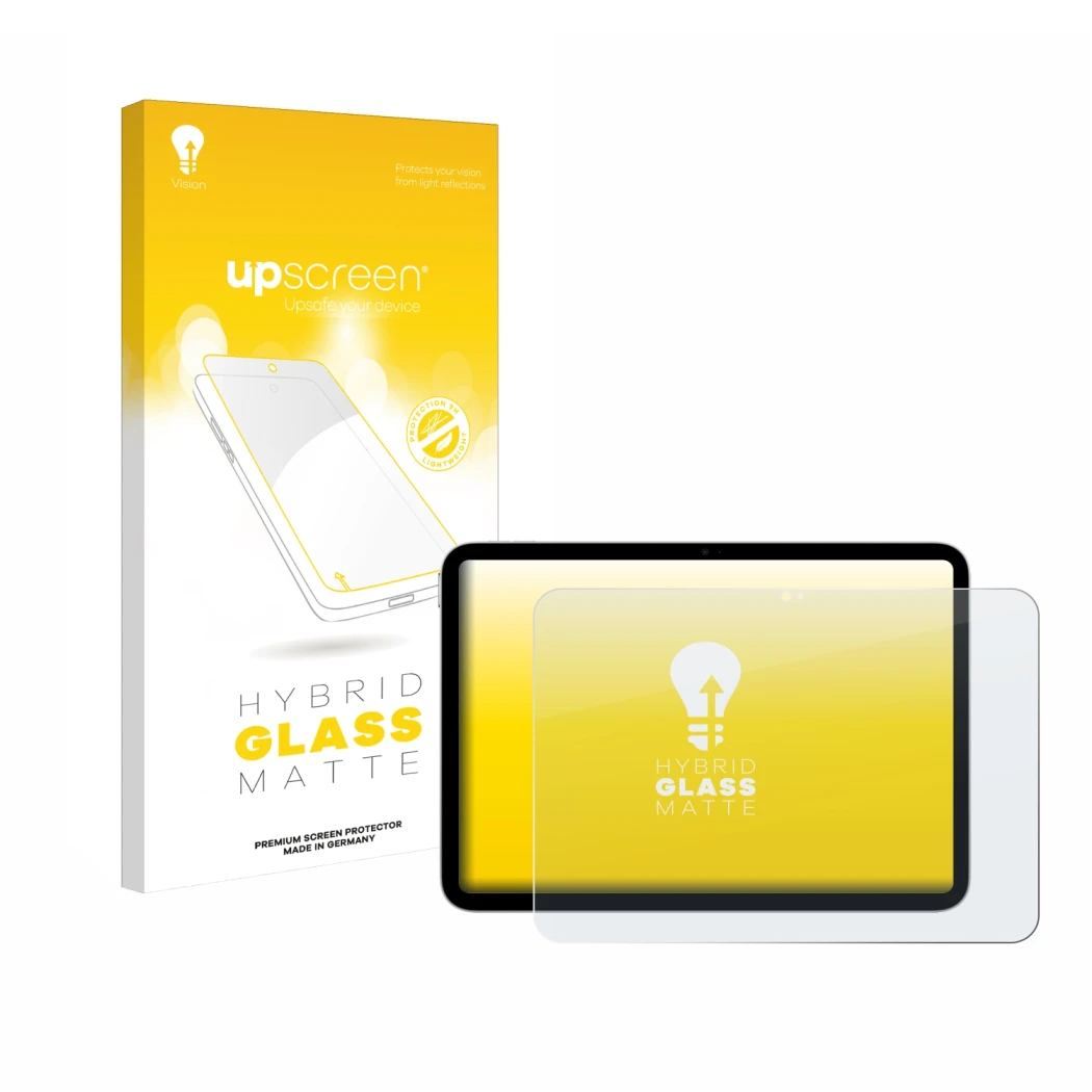 Vorderseite einer Produktverpackung mit dem Markenlogo upscreen. Daneben ist das Gerät Apple iPad A16 11