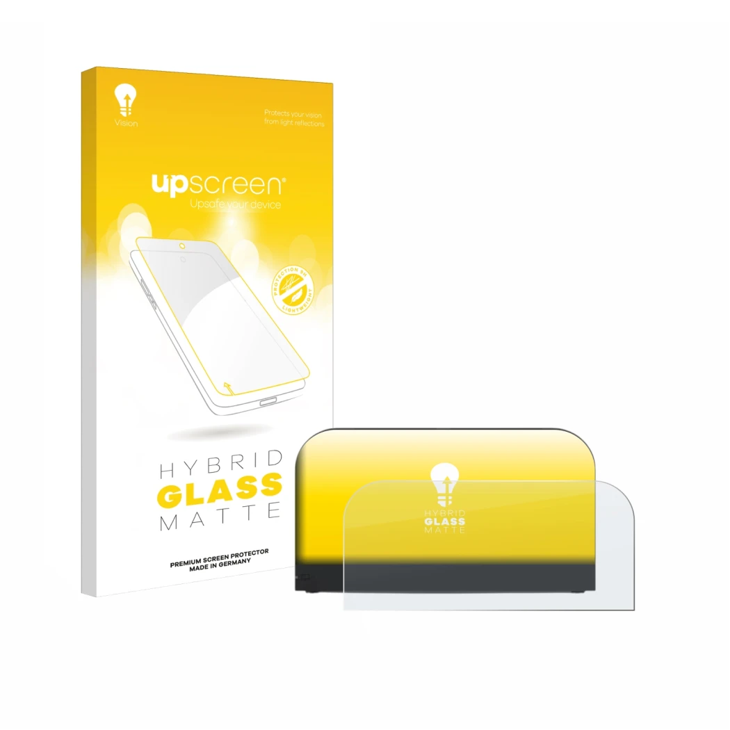 Vorderseite einer Produktverpackung mit dem Markenlogo upscreen. Daneben ist das Gerät Nintendo Switch 2 Station mit dem zugeh