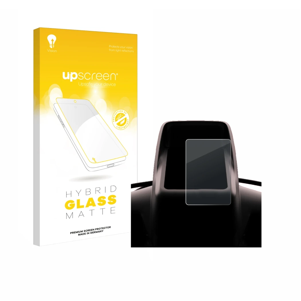 Vorderseite einer Produktverpackung mit dem Markenlogo upscreen. Daneben ist das Gerät Segway GT3 D mit dem zugehörigen Displa