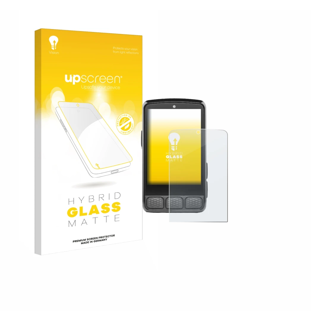 Vorderseite einer Produktverpackung mit dem Markenlogo upscreen. Daneben ist das Gerät Wahoo Elemnt Roam V3 mit dem zugehörige