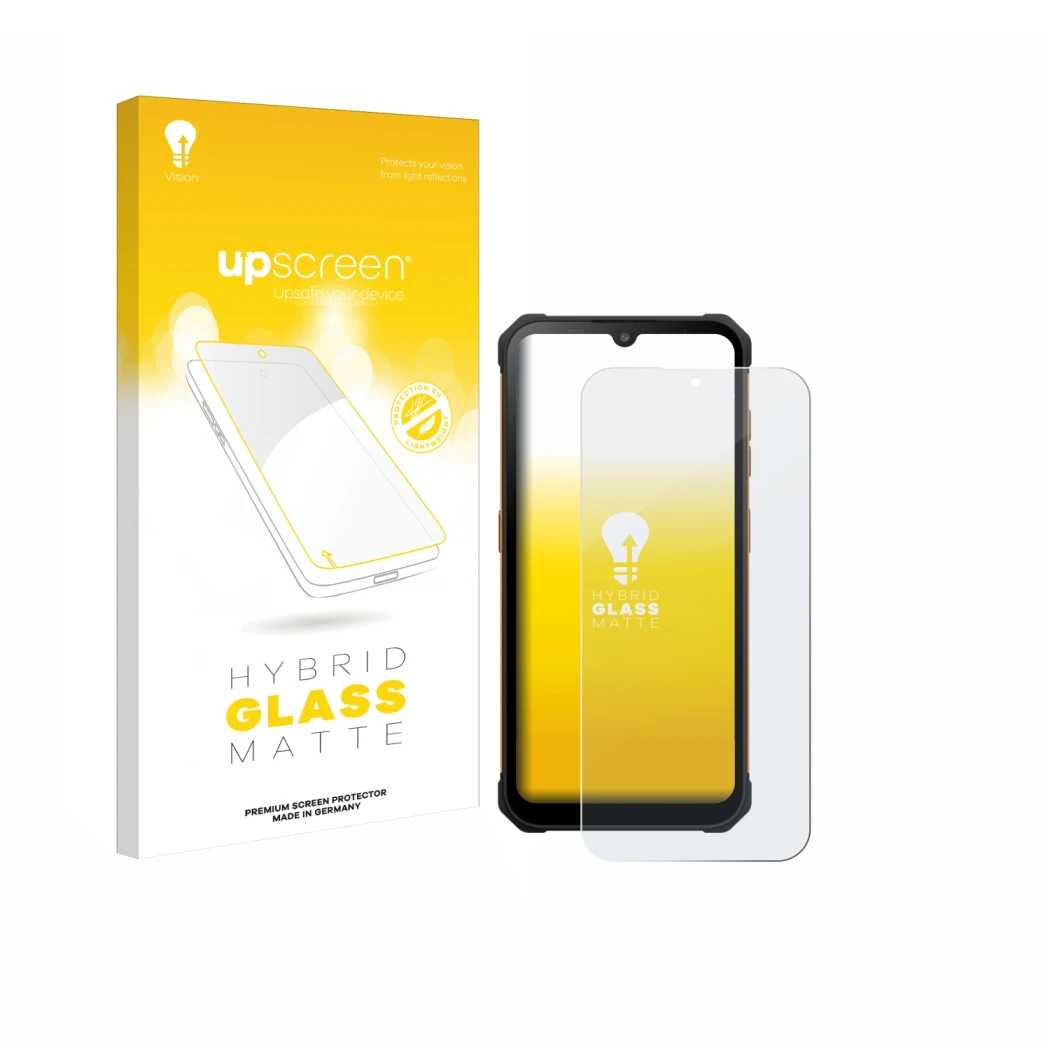 Vorderseite einer Produktverpackung mit dem Markenlogo upscreen. Daneben ist das Gerät Hammer Iron Va mit dem zugehörigen Disp