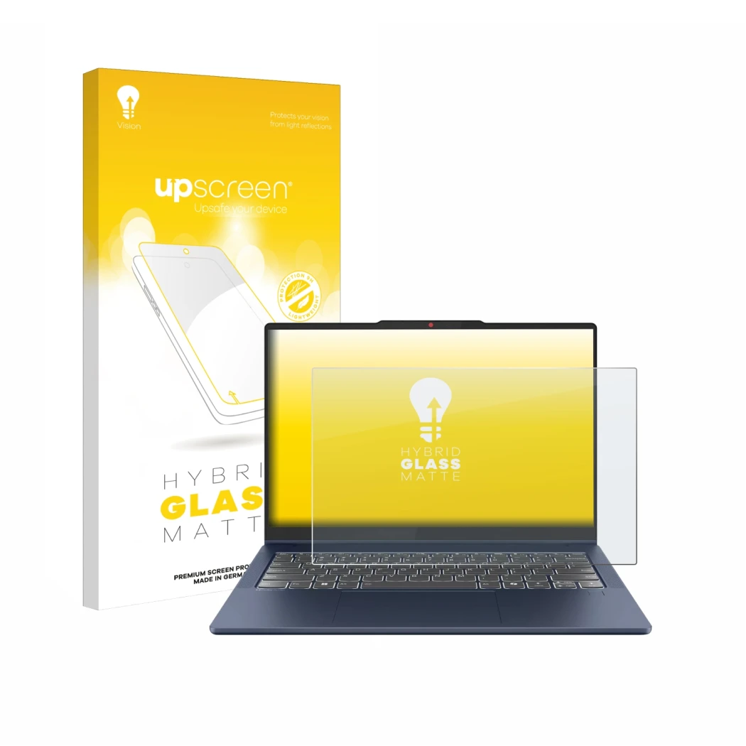 Vorderseite einer Produktverpackung mit dem Markenlogo upscreen. Daneben ist das Gerät Lenovo IdeaPad 5 2-in-1 Gen 10 14