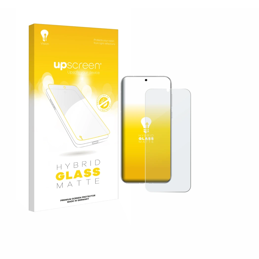 Vorderseite einer Produktverpackung mit dem Markenlogo upscreen. Daneben ist das Gerät Huawei Pura 80 Ultra mit dem zugehörige