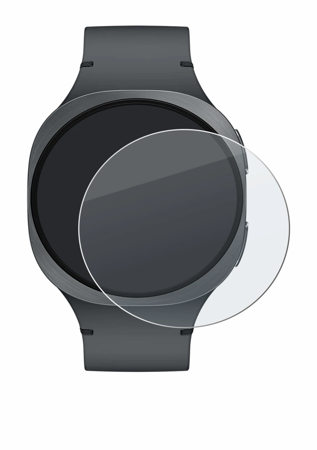Abbildung des Geräts Samsung Galaxy Watch 8 (40 mm) mit einer Vielzahl des Displayschutzes.