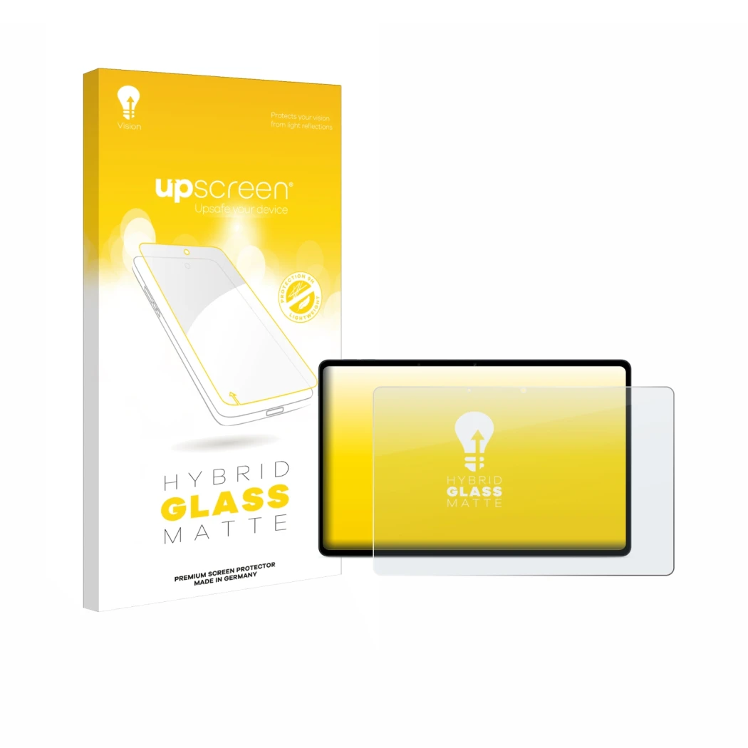 Vorderseite einer Produktverpackung mit dem Markenlogo upscreen. Daneben ist das Gerät OnePlus Pad Lite mit dem zugehörigen Di