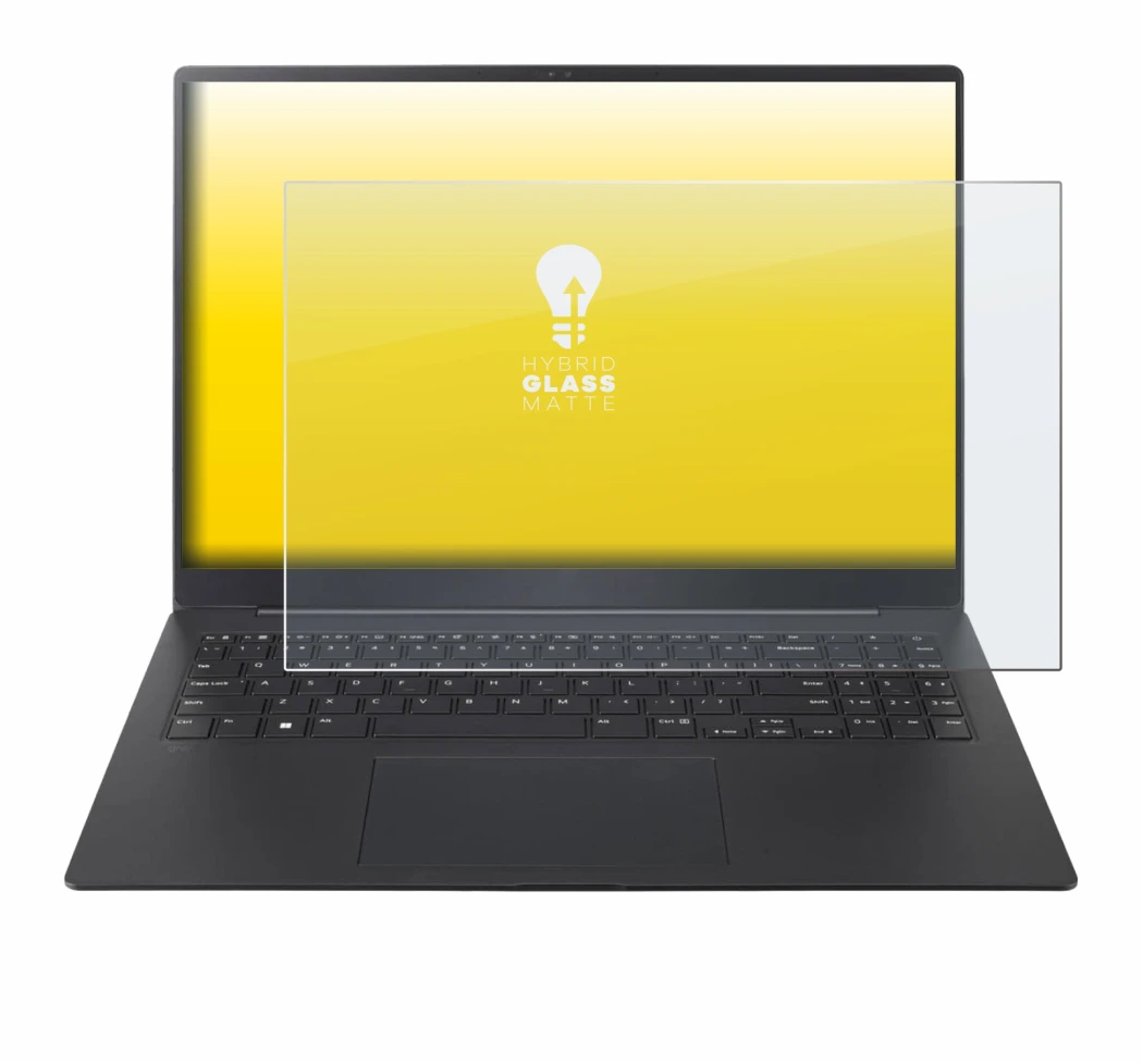 Abbildung des Geräts LG gram Pro 16 2025 mit einer Vielzahl des Displayschutzes.