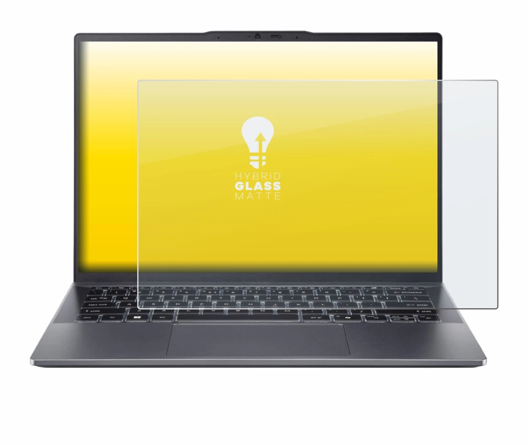 Abbildung des Geräts Acer Swift Go 14 OLED mit einer Vielzahl des Displayschutzes.