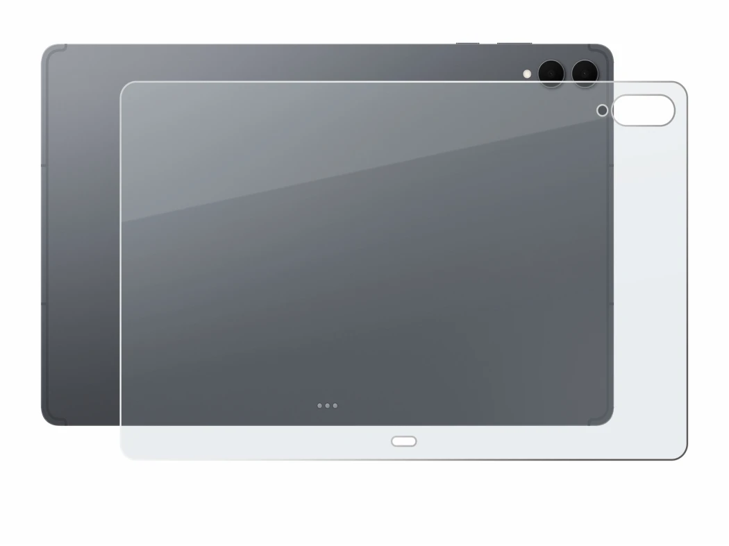 Abbildung des Geräts Samsung Galaxy Tab S11 Ultra (Rückseite) mit einer Vielzahl des Displayschutzes.