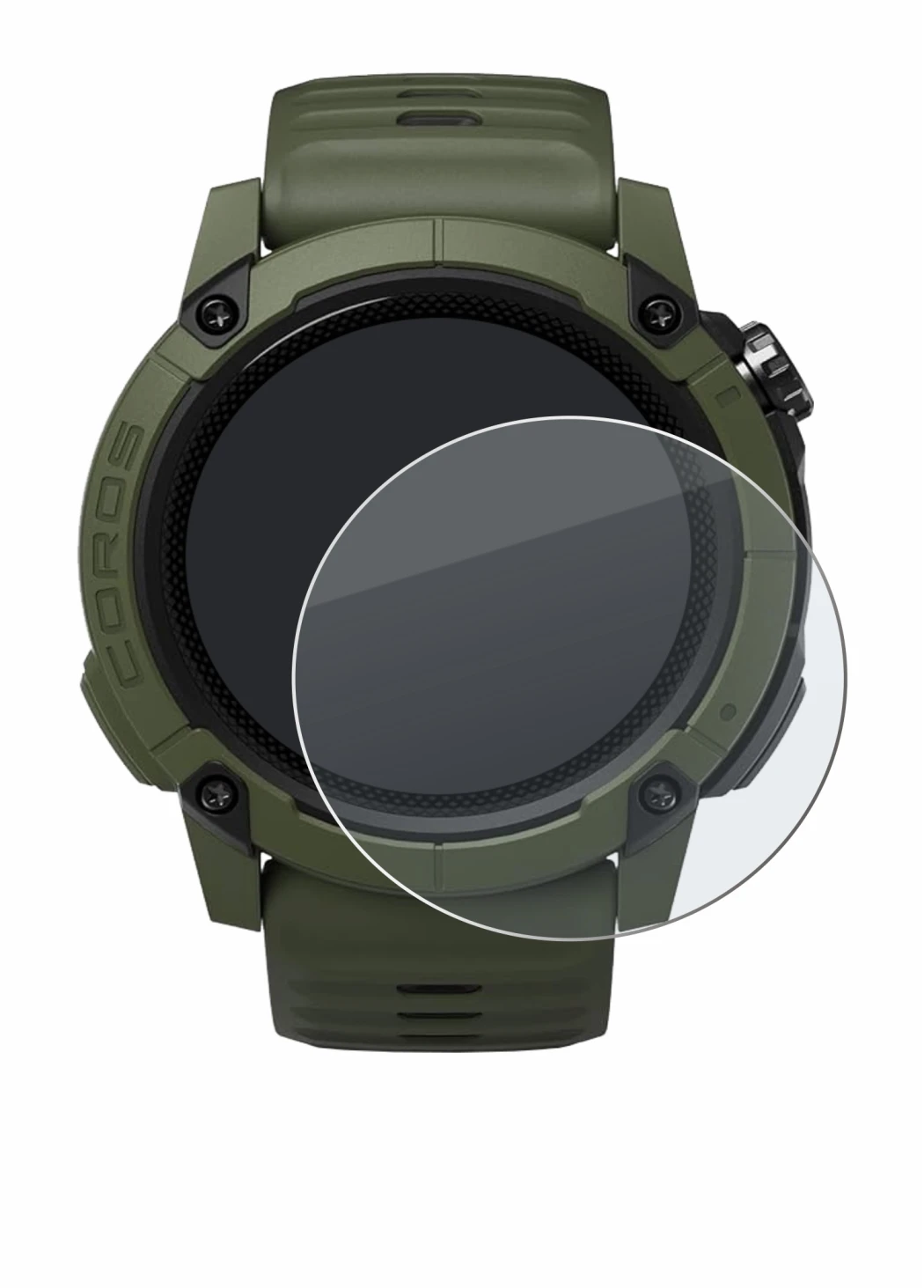 Abbildung des Geräts Coros NOMAD mit einer Vielzahl des Displayschutzes.